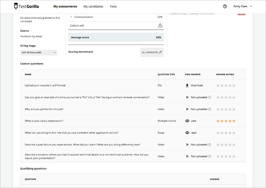 Using custom questions English